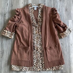 NWOT Robertson Los Angeles 3/4 Sleeved Button Down With Layered Cardigan Size L